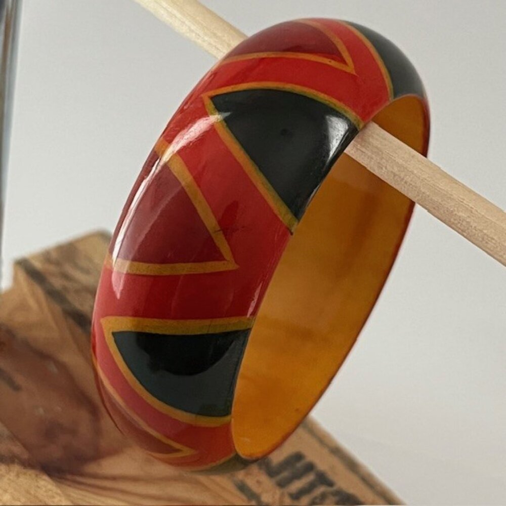 Chunky Bangle Bracelet Colorful Abstract Design